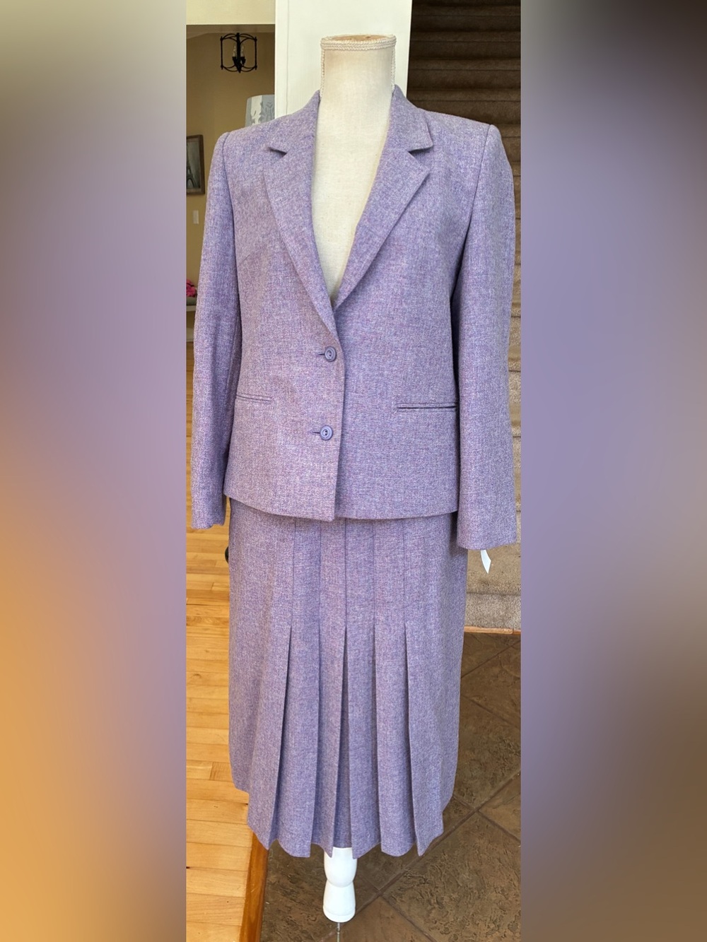 Vintage 100 % Wool Lavender Jacket and Skirt Set from The Edinburg Woollen  Mill